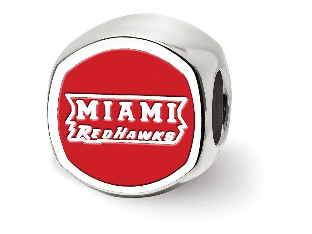 LogoArt Sterling Silver Miami University Block M Cushion-Cut Double Logo Bead Charm