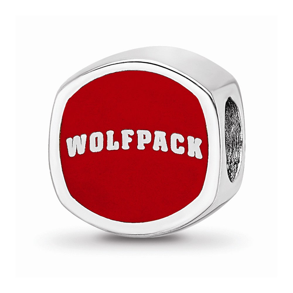 LogoArt Sterling Silver North Carolina State University ncs Block Cushion-Cut Double Logo Bead Charm