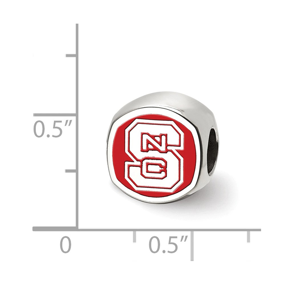 LogoArt Sterling Silver North Carolina State University ncs Block Cushion-Cut Double Logo Bead Charm