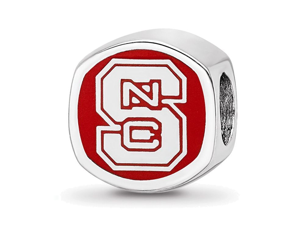 LogoArt Sterling Silver North Carolina State University ncs Block Cushion-Cut Double Logo Bead Charm