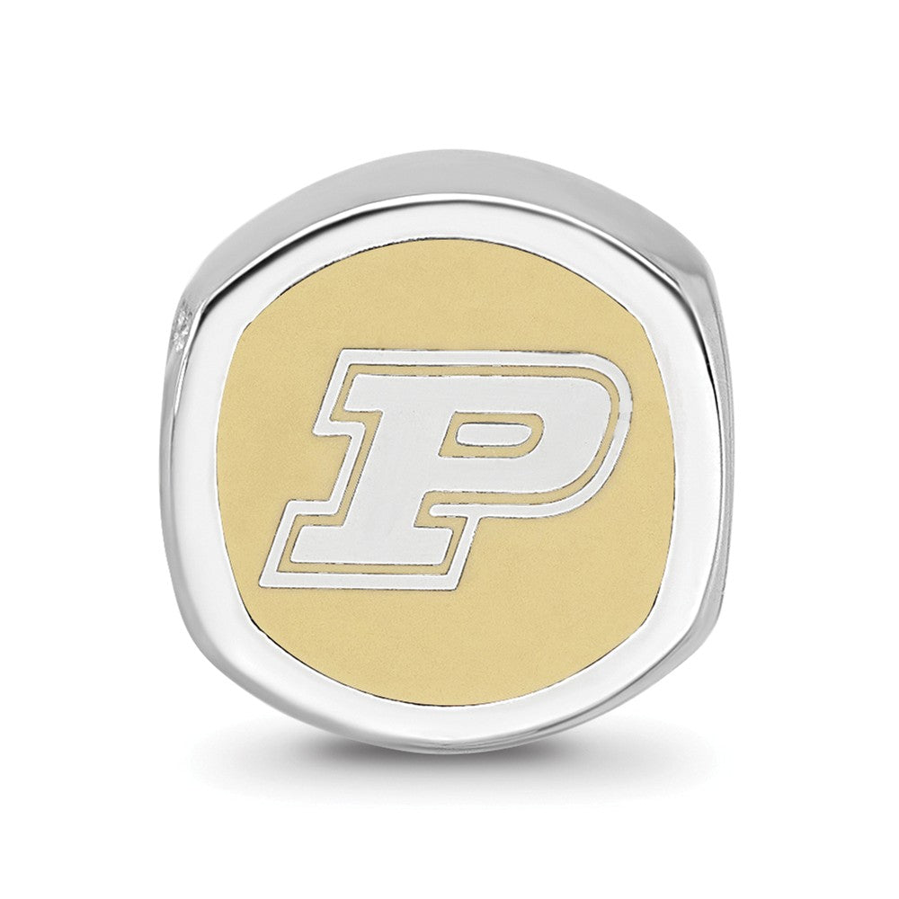 Logoart 925 Sterling Silver Purdue University Cushion-Cut Enameled Bead