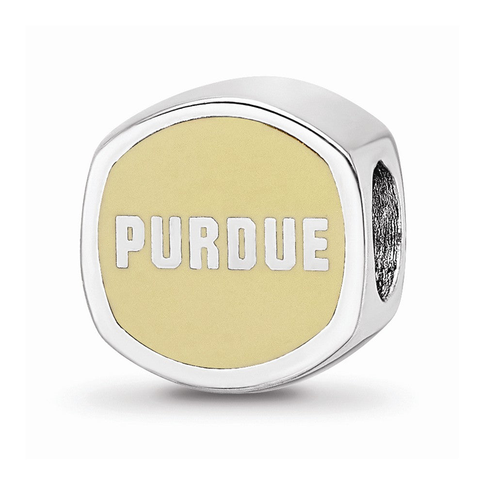 Logoart 925 Sterling Silver Purdue University Cushion-Cut Enameled Bead