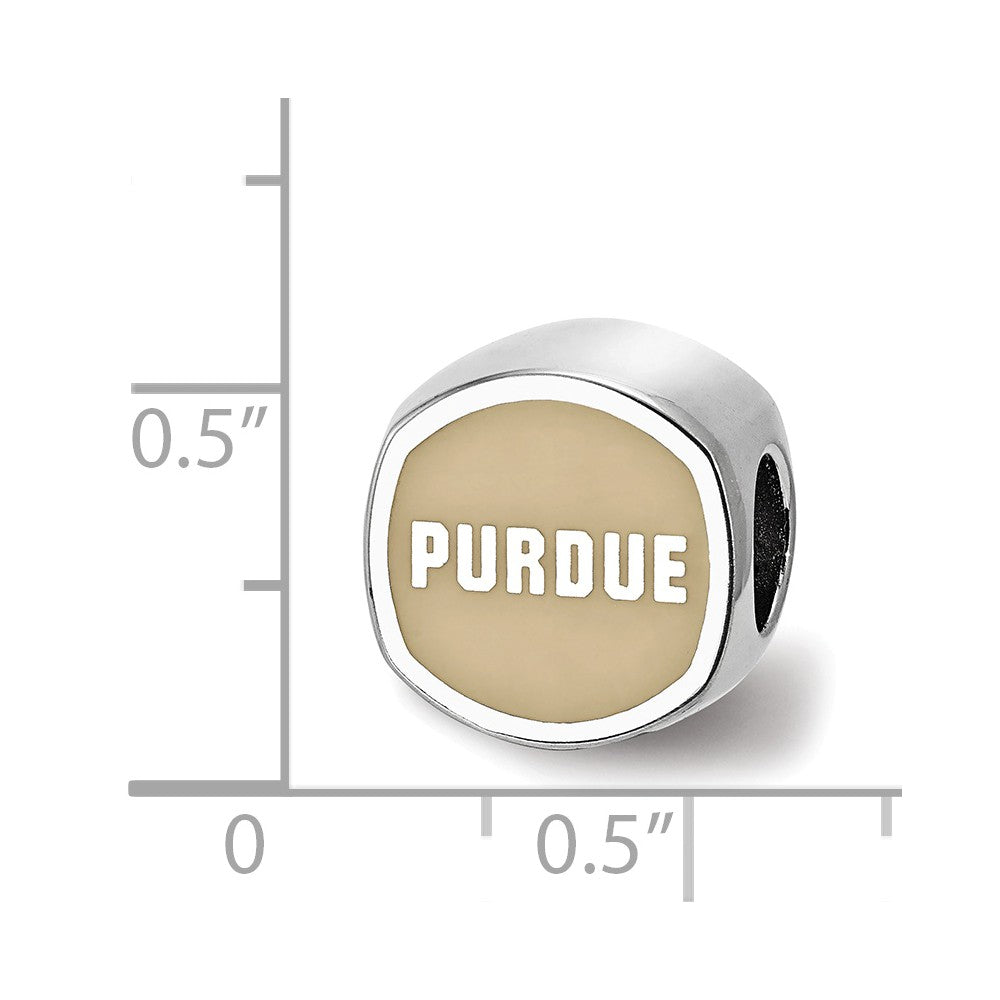 Logoart 925 Sterling Silver Purdue University Cushion-Cut Enameled Bead