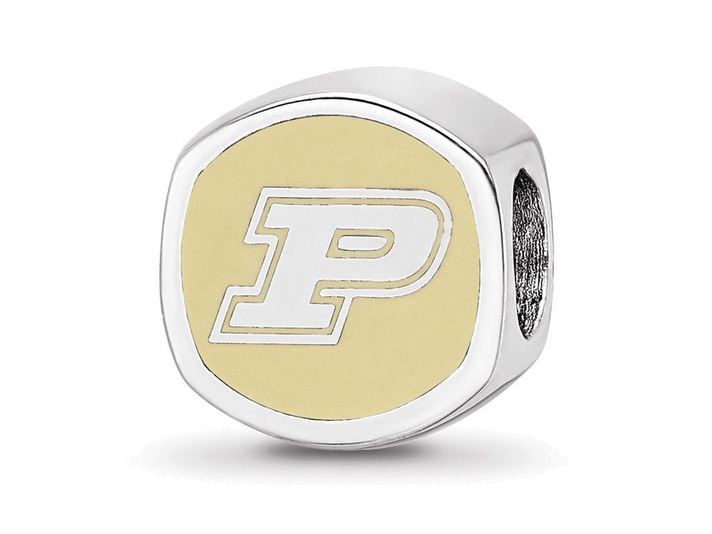 Logoart 925 Sterling Silver Purdue University Cushion-Cut Enameled Bead