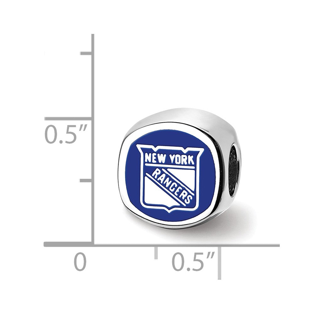 Logoart 925 Sterling Silver New York Rangers New York Rangers Banner Cushion-Cut Double Logo Bead