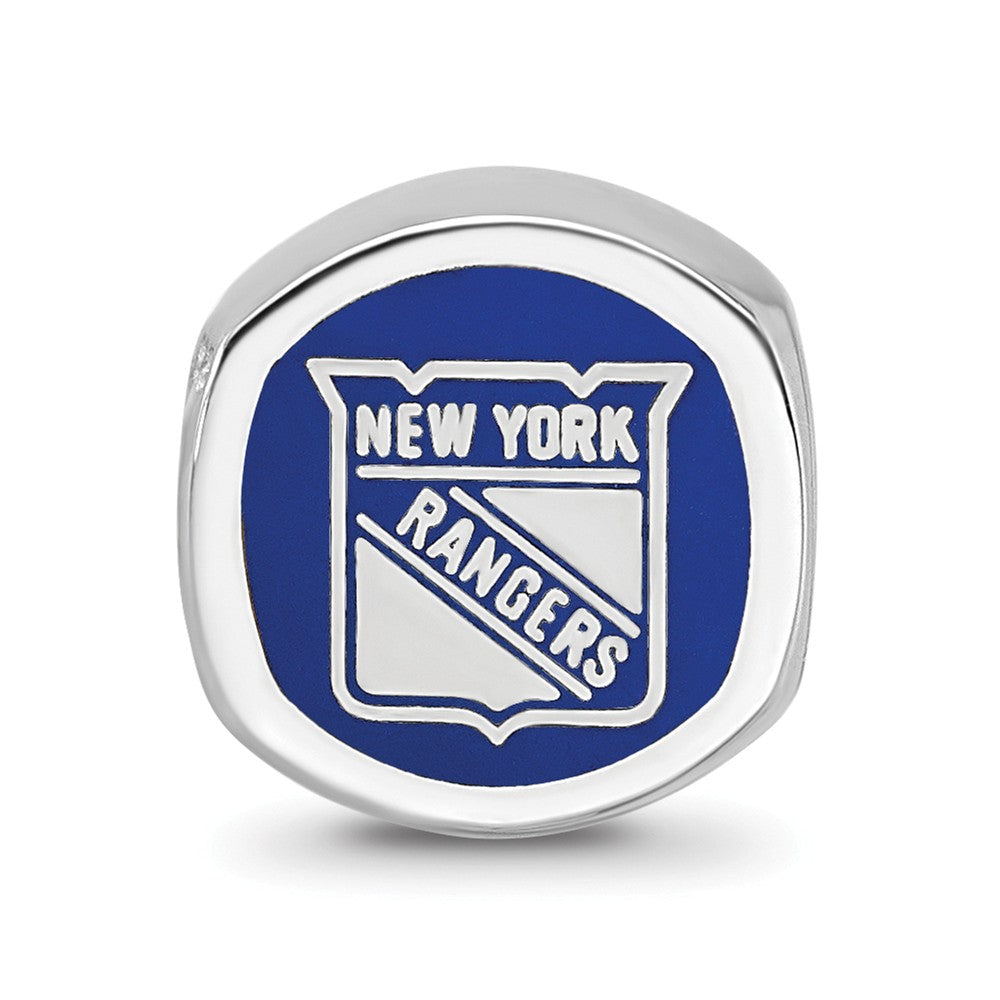 Logoart 925 Sterling Silver New York Rangers New York Rangers Banner Cushion-Cut Double Logo Bead