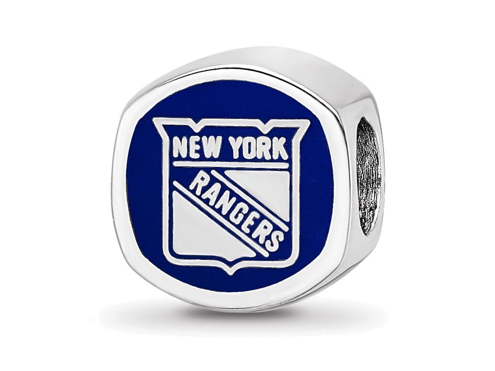 Logoart 925 Sterling Silver New York Rangers New York Rangers Banner Cushion-Cut Double Logo Bead
