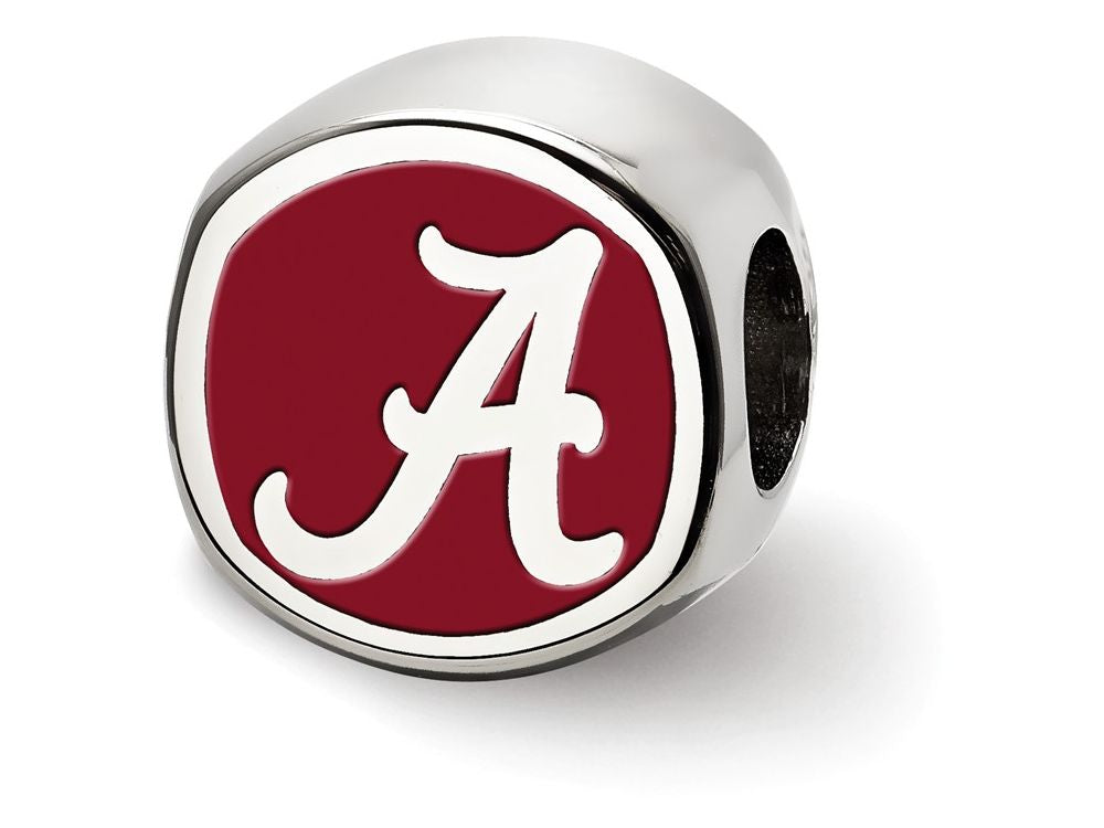 LogoArt Sterling Silver The University Of Alabama Script Alabama A Cushion-Cut Double Logo Bead Charm