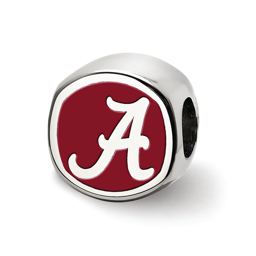 LogoArt Sterling Silver The University Of Alabama Script Alabama A Cushion-Cut Double Logo Bead Charm