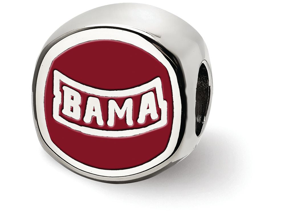 LogoArt Sterling Silver The University Of Alabama Script Alabama A Cushion-Cut Double Logo Bead Charm