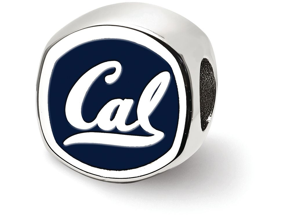 LogoArt Sterling Silver University Of California Berkeley Cal Script Cushion-Cut Double Logo Bead Charm