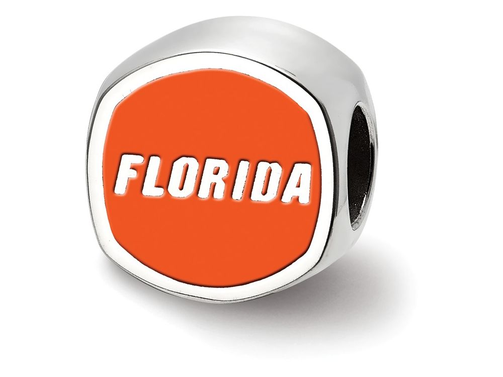 LogoArt Sterling Silver University Of Florida Gator Head Cushion-Cut Double Logo Bead Charm