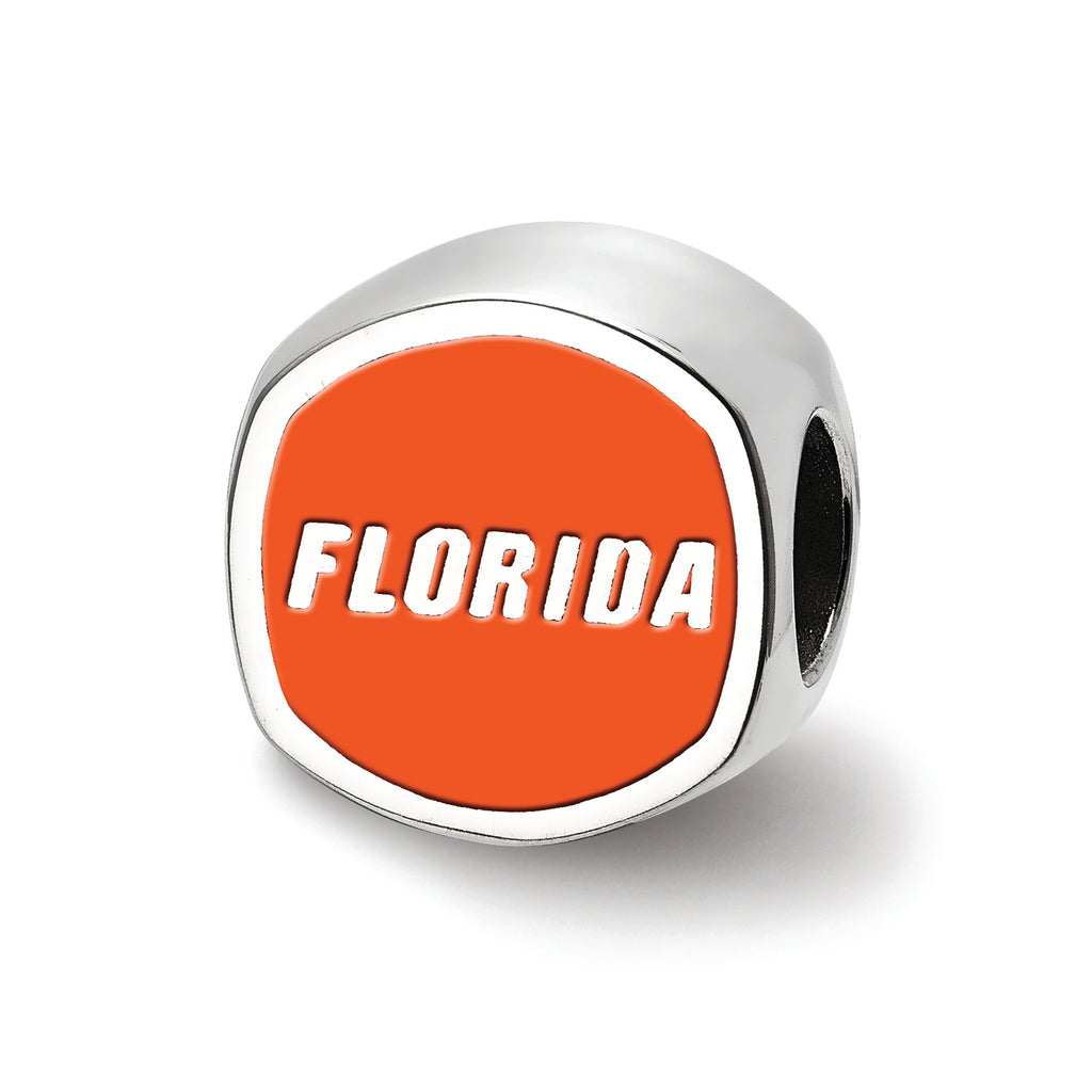 LogoArt Sterling Silver University Of Florida Gator Head Cushion-Cut Double Logo Bead Charm