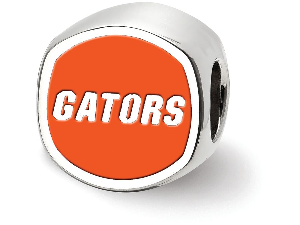 LogoArt Sterling Silver University Of Florida Gator Head Cushion-Cut Double Logo Bead Charm