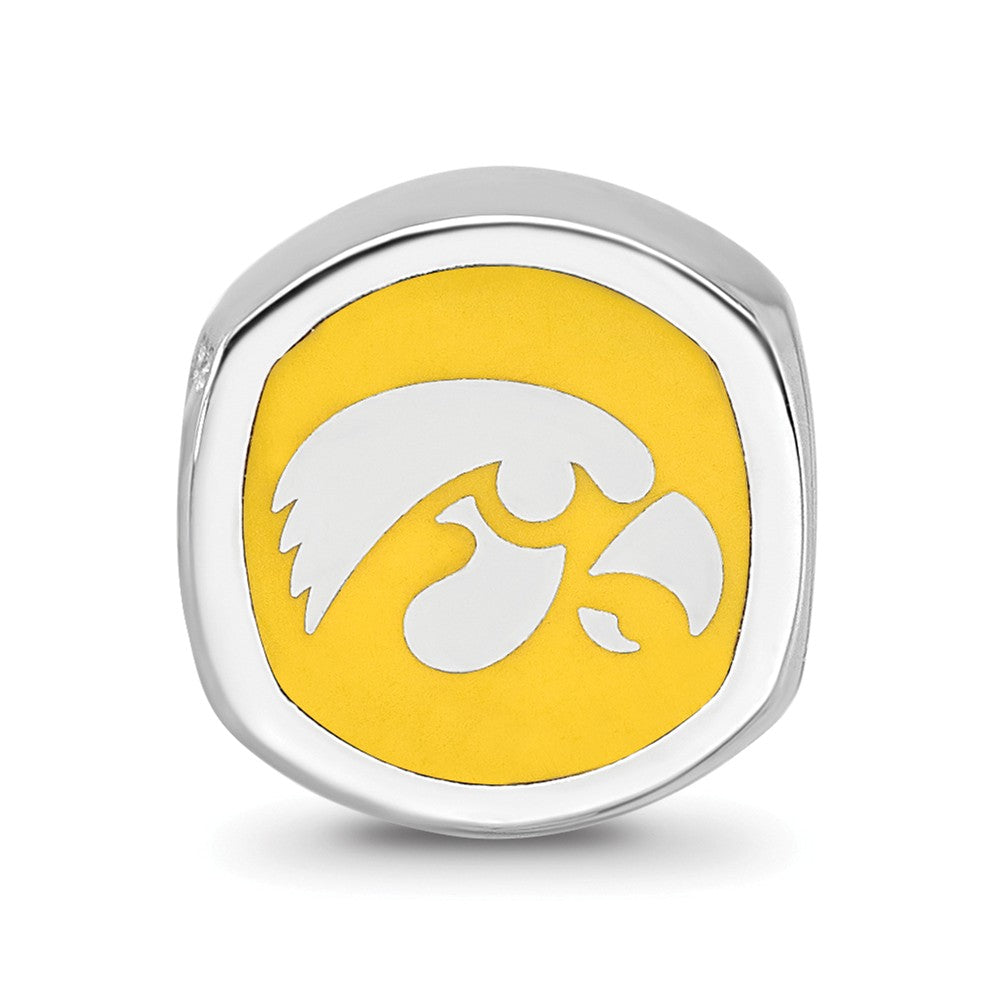 Logoart 925 Sterling Silver University Of Iowa Cushion-Cut Enameled Bead