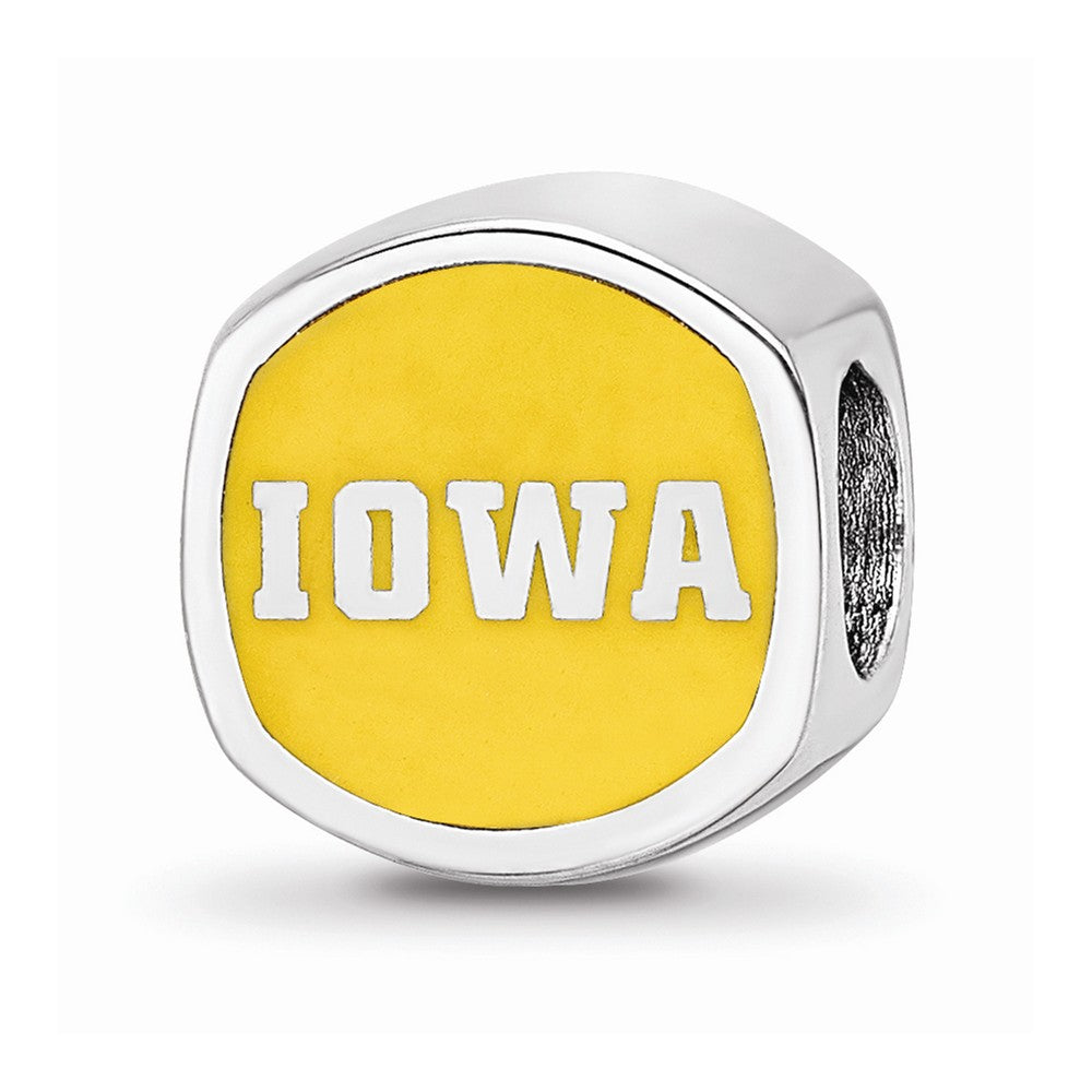 Logoart 925 Sterling Silver University Of Iowa Cushion-Cut Enameled Bead