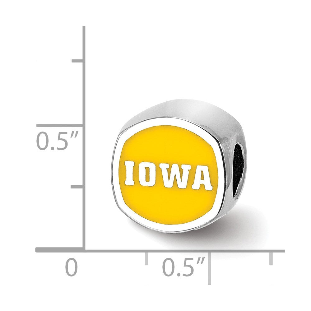 Logoart 925 Sterling Silver University Of Iowa Cushion-Cut Enameled Bead