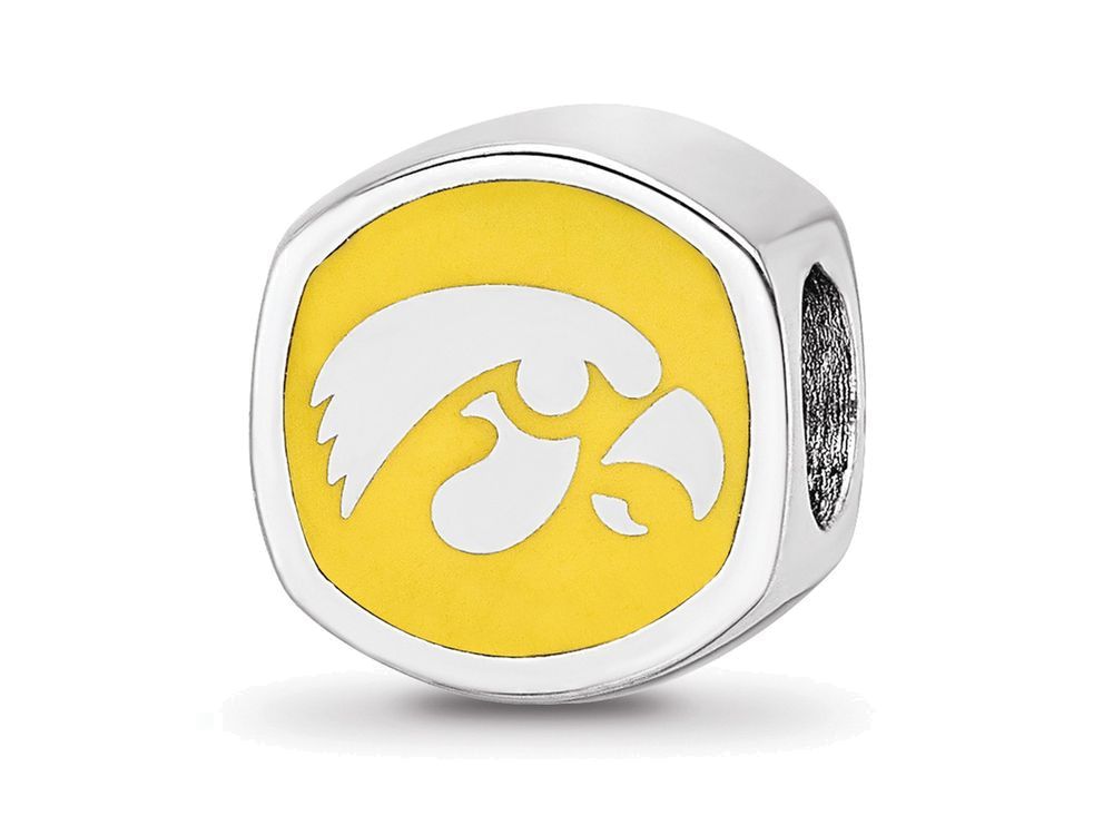 Logoart 925 Sterling Silver University Of Iowa Cushion-Cut Enameled Bead