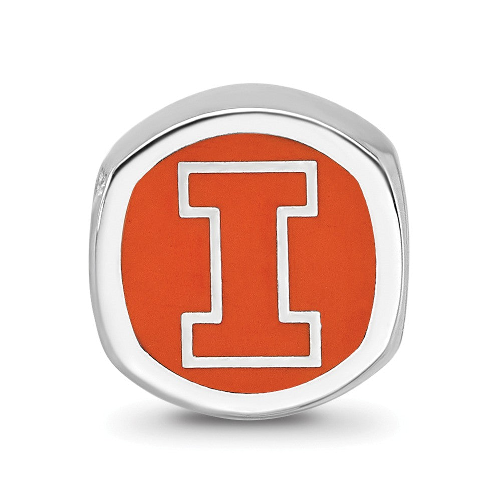 Logoart 925 Sterling Silver University Of Illinois Cushion-Cut Enameled Bead