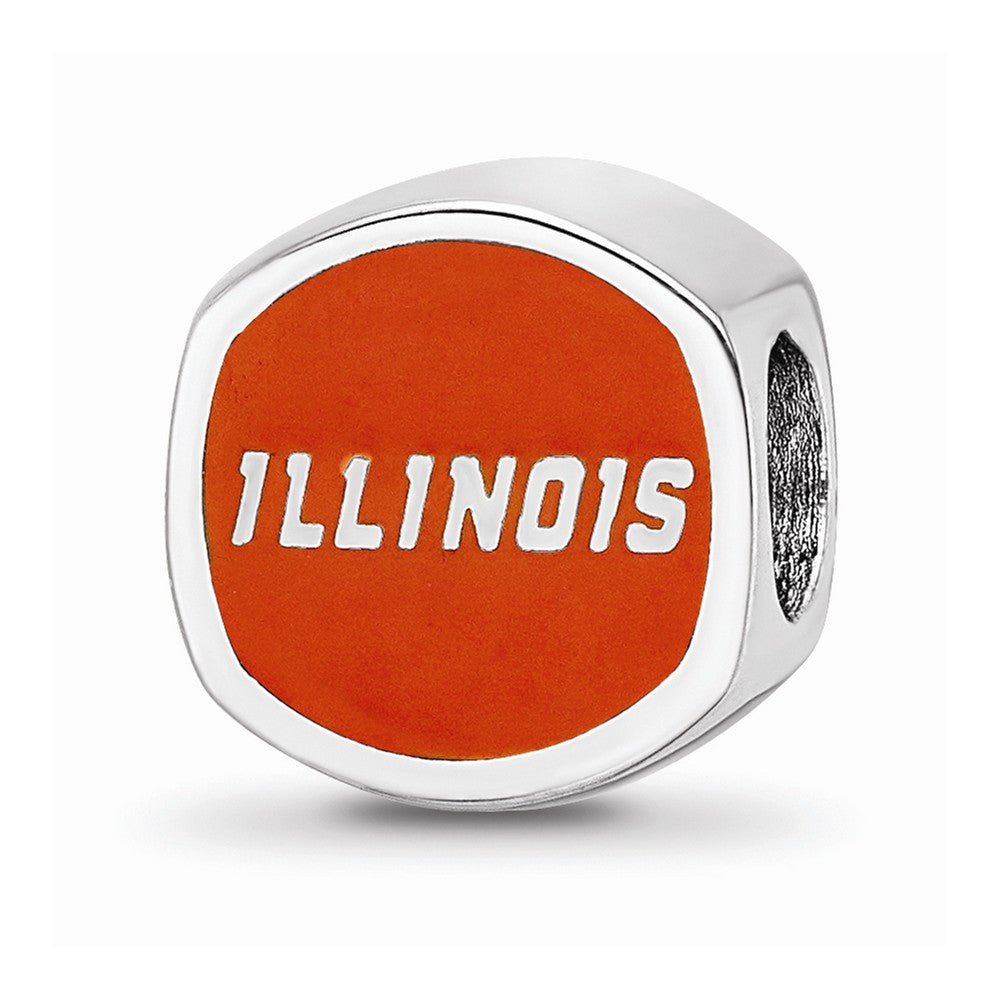 Logoart 925 Sterling Silver University Of Illinois Cushion-Cut Enameled Bead