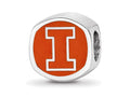 Logoart 925 Sterling Silver University Of Illinois Cushion-Cut Enameled Bead