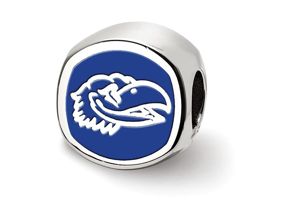 LogoArt Sterling Silver The University Of Kansas Jayhawk Cushion-Cut Double Logo Bead Charm