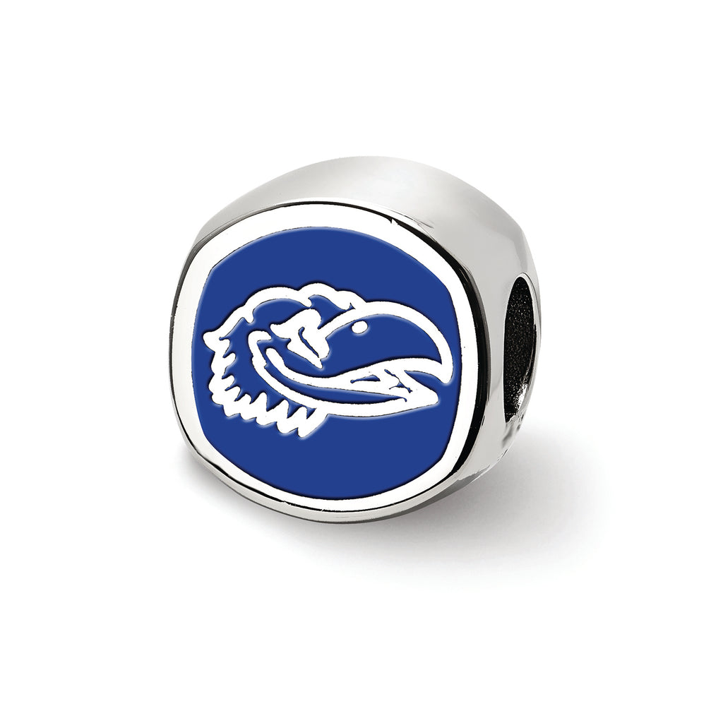LogoArt Sterling Silver The University Of Kansas Jayhawk Cushion-Cut Double Logo Bead Charm