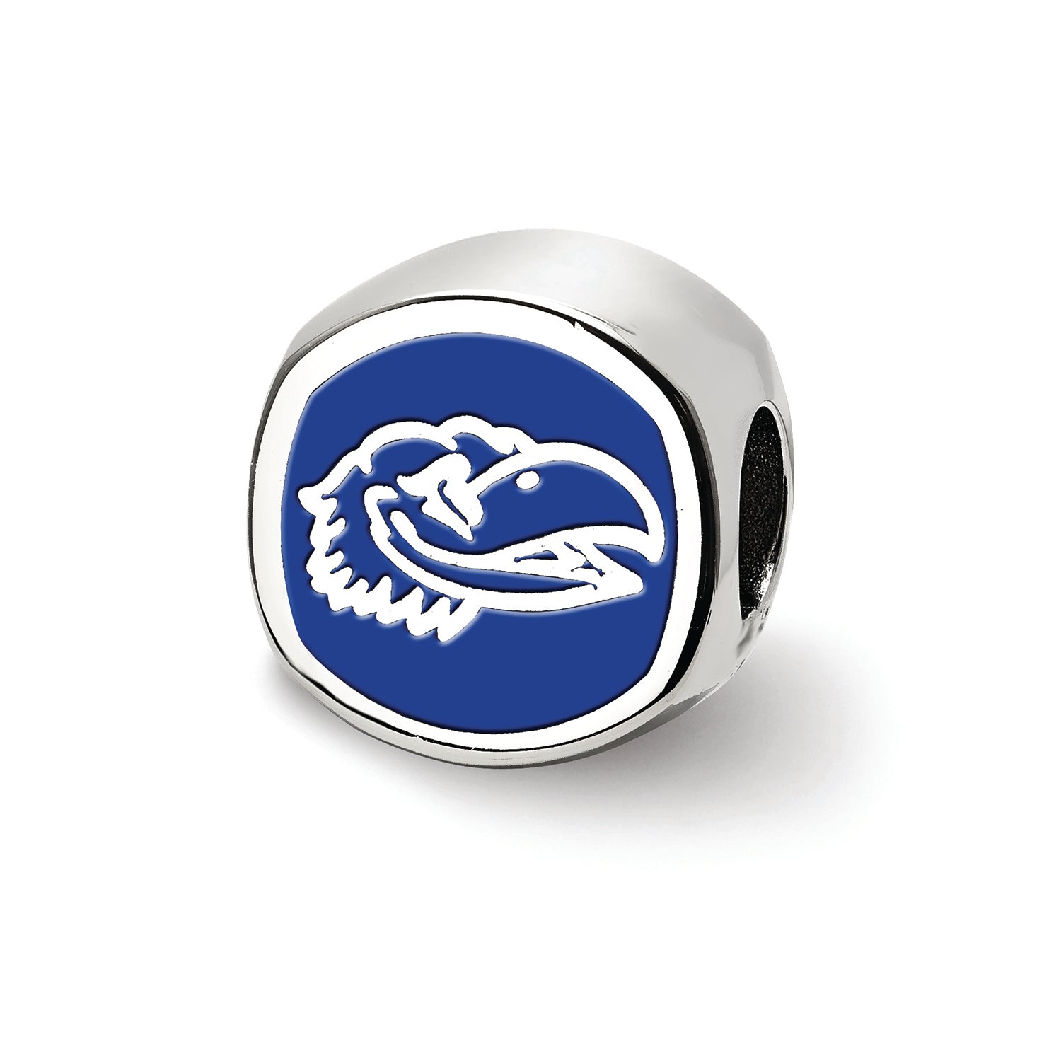 LogoArt Sterling Silver The University Of Kansas Jayhawk Cushion-Cut Double Logo Bead Charm