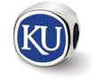 LogoArt Sterling Silver The University Of Kansas Jayhawk Cushion-Cut Double Logo Bead Charm