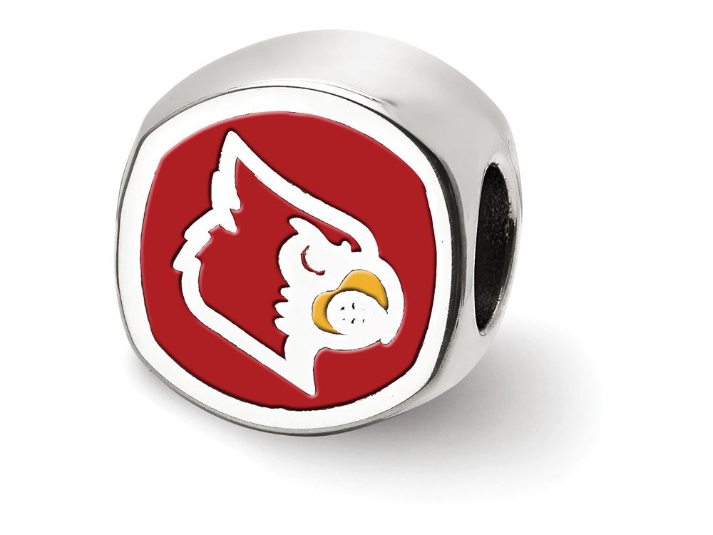 LogoArt Sterling Silver University Of Louisville L Cushion-Cut Double Logo Bead Charm