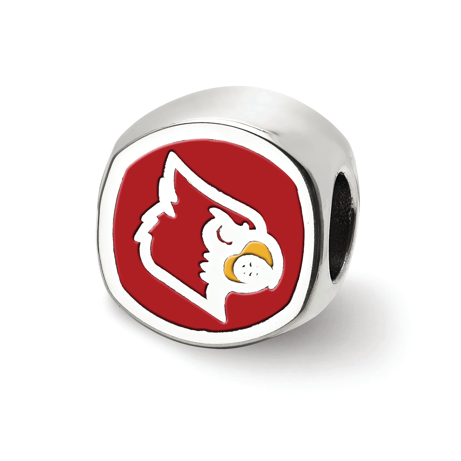 LogoArt Sterling Silver University Of Louisville L Cushion-Cut Double Logo Bead Charm
