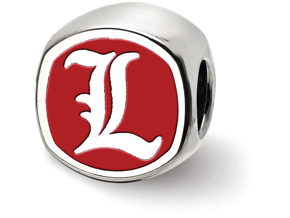 LogoArt Sterling Silver University Of Louisville L Cushion-Cut Double Logo Bead Charm