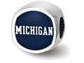 Logoart 925 Sterling Silver University Of Michigan Cushion-Cut Enameled Bead
