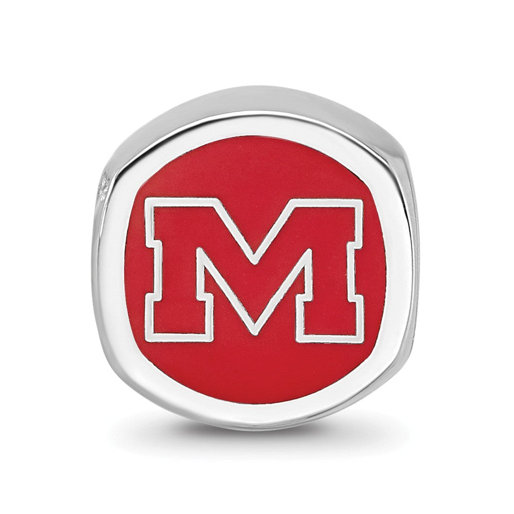 LogoArt Sterling Silver University Of Mississippi Ole Misterling Silver Cushion-Cut Double Logo Bead Charm