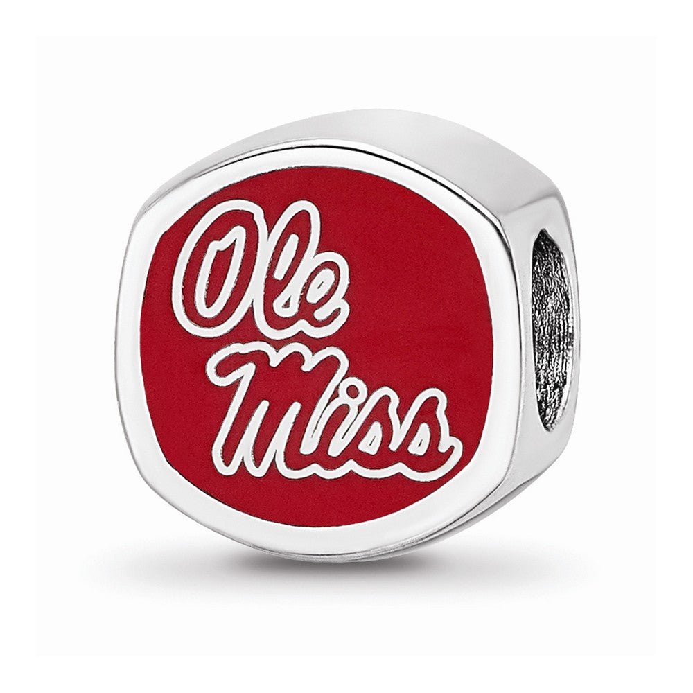 LogoArt Sterling Silver University Of Mississippi Ole Misterling Silver Cushion-Cut Double Logo Bead Charm