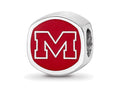 LogoArt Sterling Silver University Of Mississippi Ole Misterling Silver Cushion-Cut Double Logo Bead Charm