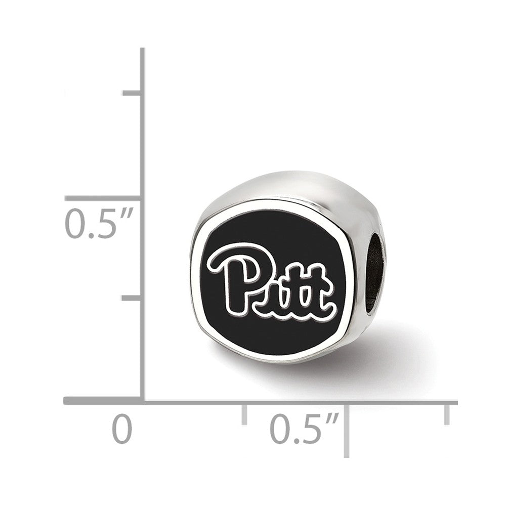 LogoArt Sterling Silver University Of Pittsburgh Pitt Script Cushion-Cut Double Logo Bead Charm