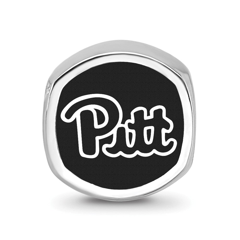 LogoArt Sterling Silver University Of Pittsburgh Pitt Script Cushion-Cut Double Logo Bead Charm