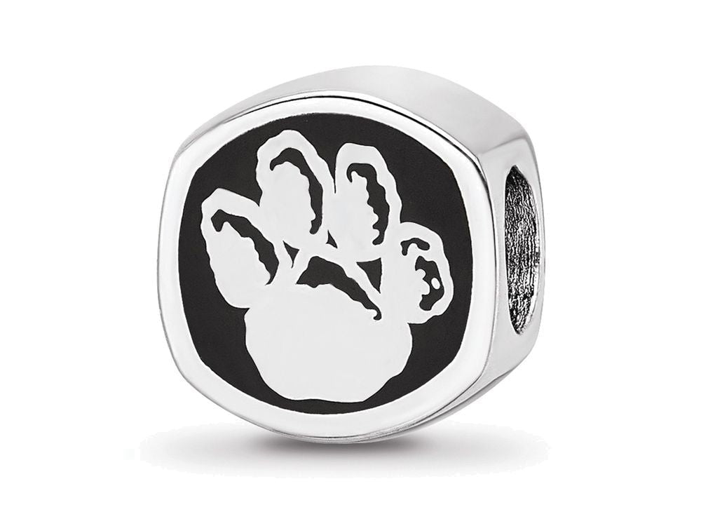 LogoArt Sterling Silver University Of Pittsburgh Pitt Script Cushion-Cut Double Logo Bead Charm