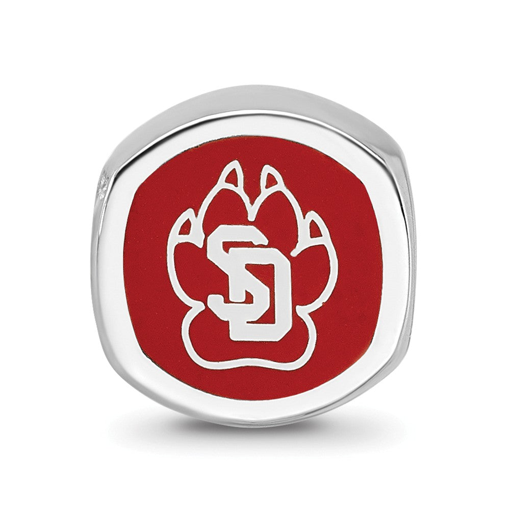 Logoart 925 Sterling Silver Univ Of South Dakota Sd Paw Print 2-sided Enameled Bead