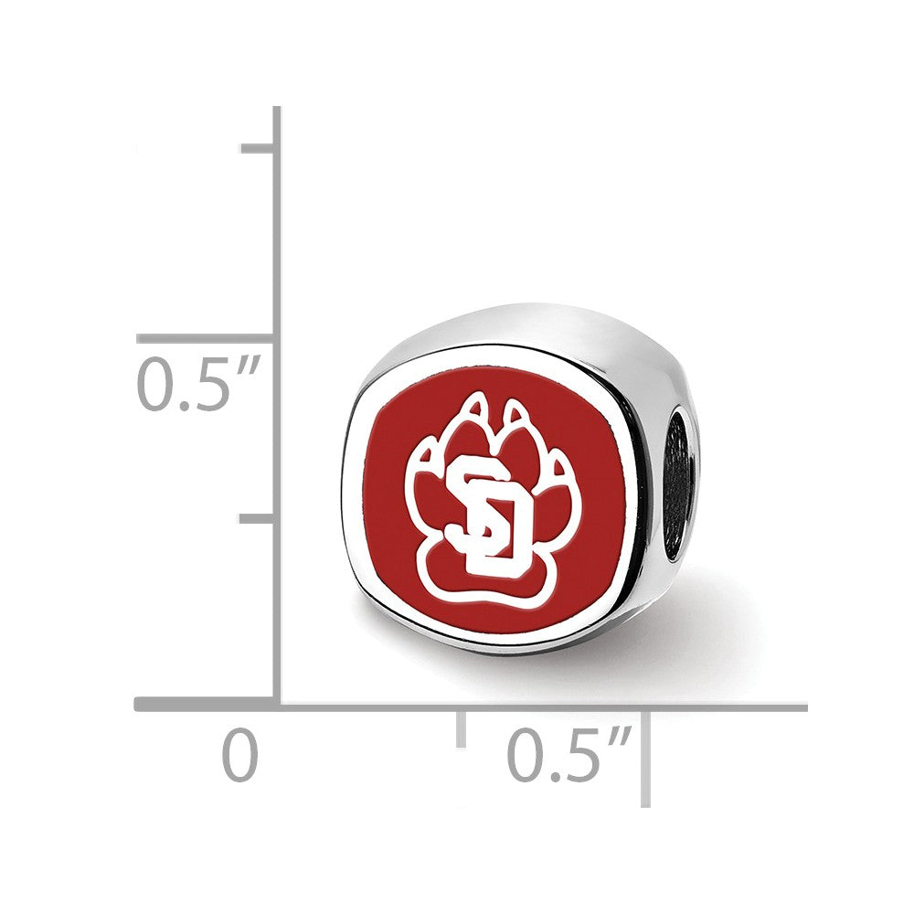 Logoart 925 Sterling Silver Univ Of South Dakota Sd Paw Print 2-sided Enameled Bead