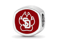 Logoart 925 Sterling Silver Univ Of South Dakota Sd Paw Print 2-sided Enameled Bead