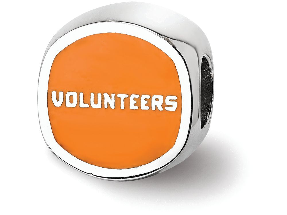 Logoart 925 Sterling Silver University Of Tennessee Cushion-Cut Enameled Bead