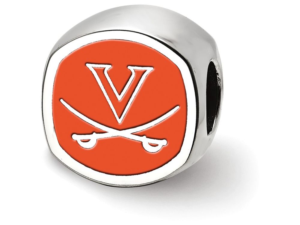 LogoArt Sterling Silver University Of Virginia V With Swords Cushion-Cut Double Logo Bead Charm