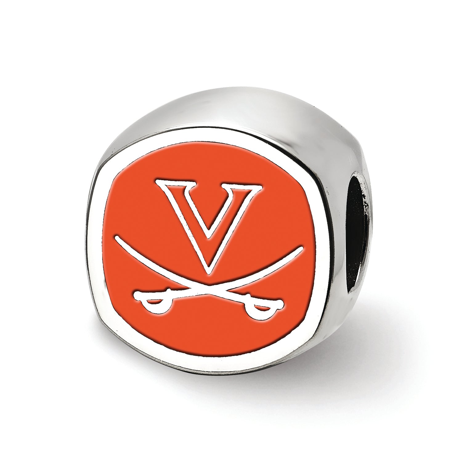 LogoArt Sterling Silver University Of Virginia V With Swords Cushion-Cut Double Logo Bead Charm