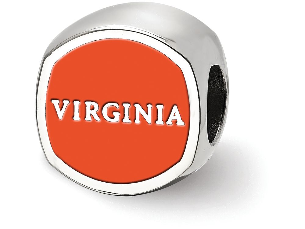 LogoArt Sterling Silver University Of Virginia V With Swords Cushion-Cut Double Logo Bead Charm