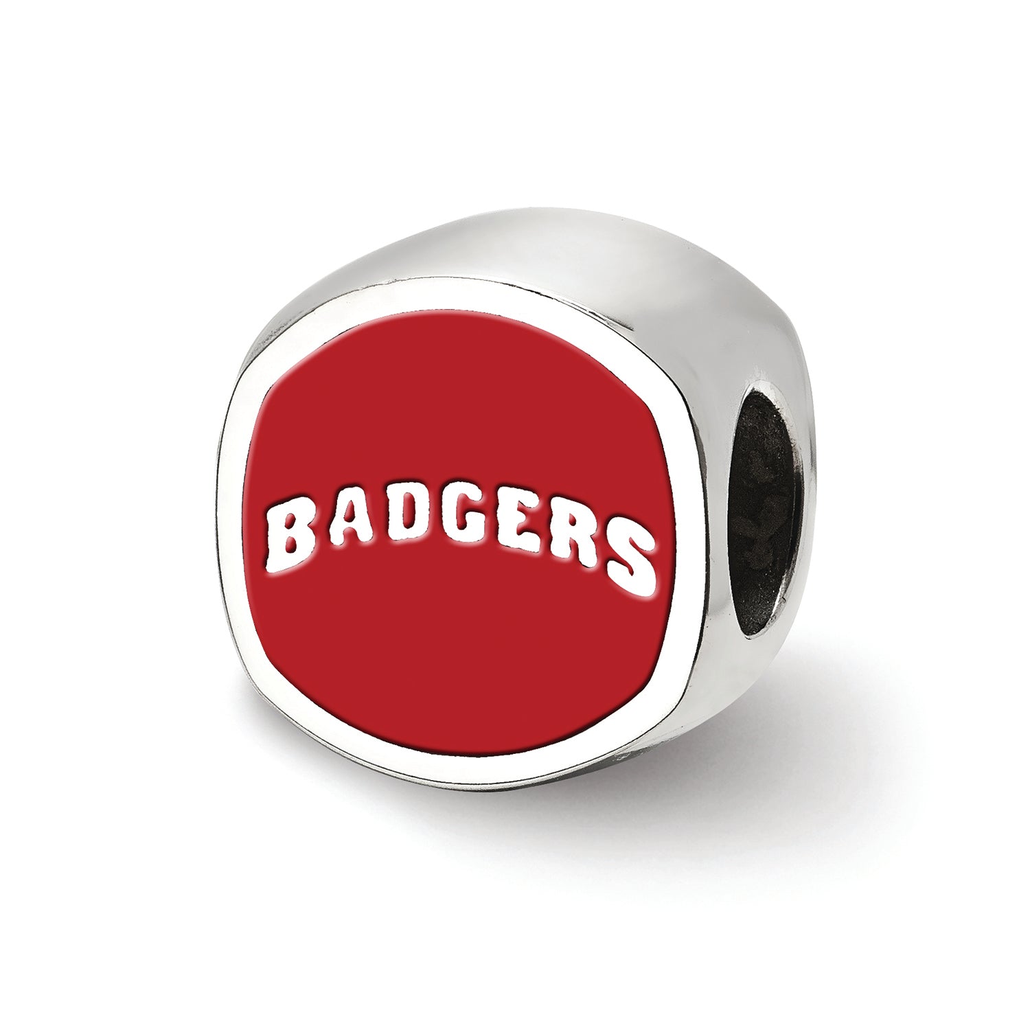 LogoArt Sterling Silver University Of Wisconsin W Cushion-Cut Double Logo Bead Charm