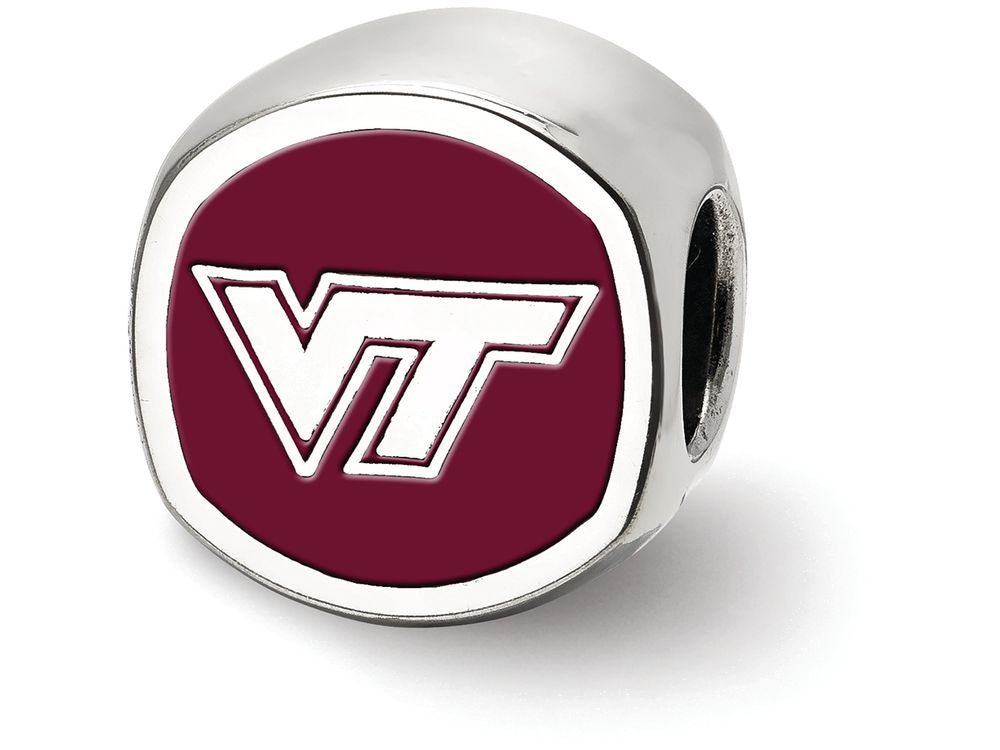 LogoArt Sterling Silver Virginia Tech Vt Cushion-Cut Double Logo Bead Charm