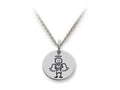 Family Values 925 Sterling Silver Angelic Boy Disc Pendant Necklace - Chain Included