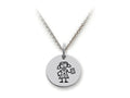 Family Values 925 Sterling Silver Texting Girl Disc Pendant Necklace - Chain Included